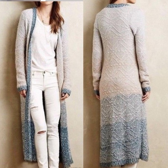 Anthropologie Sweaters - Moth // Blue Loop Stitch Ombré Duster Cardigan XL